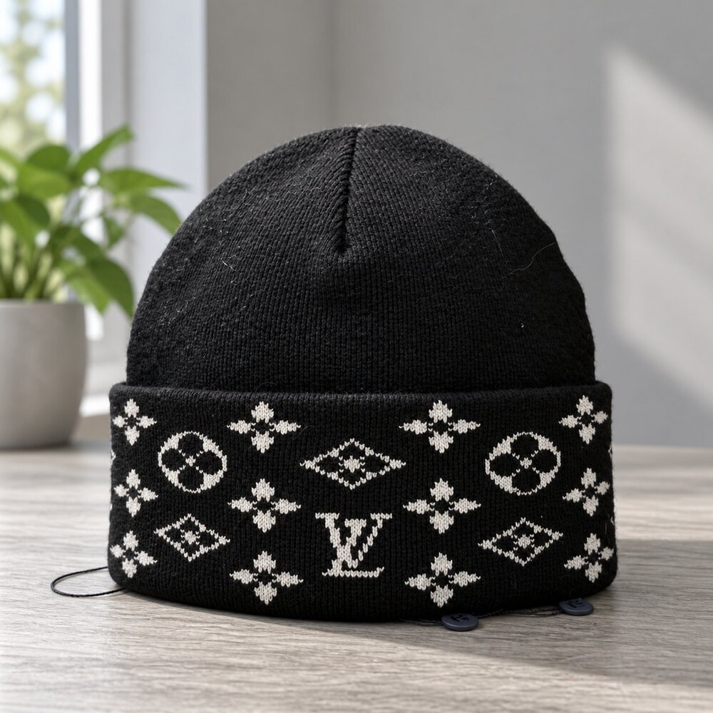 Louis Vuitton Black Monogram Beanie